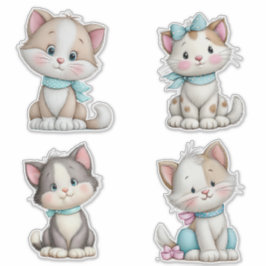 Adesivo Gato de desenho animado caprichoso fofo