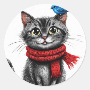 Adesivo Gato de desenho animado fofo