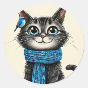 Adesivo Gato de desenho animado fofo