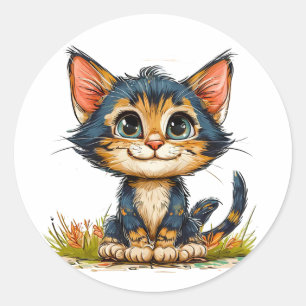 Adesivo Gato de desenho animado fofo
