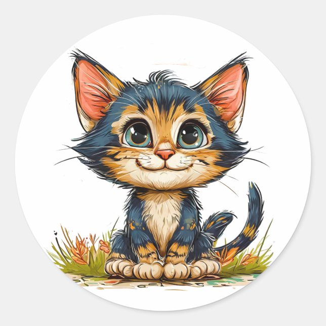 Adesivo Gato de desenho animado fofo (Frente)