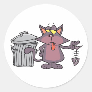 Adesivo Gato de Desenho Animado Mal-Humorado Comendo Esque