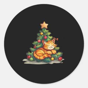 Adesivo Gato De Dormir Com Árvore De Natal Para Topo De Es