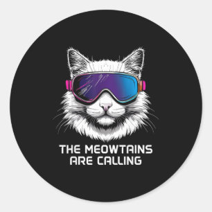 Adesivo Gato de esqui snowboard engraçado as meowtanhas es