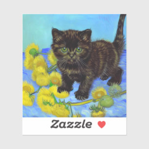 Adesivo Gato de estilo Van Gogh com Sunflower