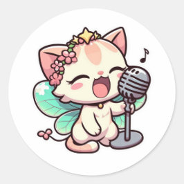 Adesivo Gato de fada bonito cantando