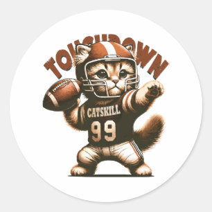 Adesivo Gato de Futebol Americano - Touchdown Purrfeição