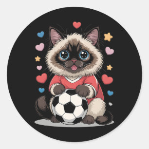 Adesivo Gato de Futebol Kawaii Apenas Garota que Ama Birma