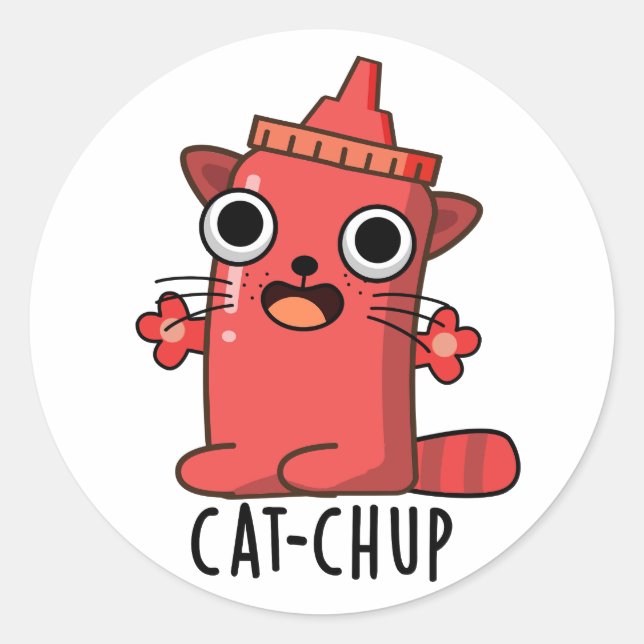 Adesivo Gato de Gato Engraçado Ketchup Pun (Frente)