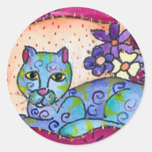 Adesivo Gato de gato malhado azul
