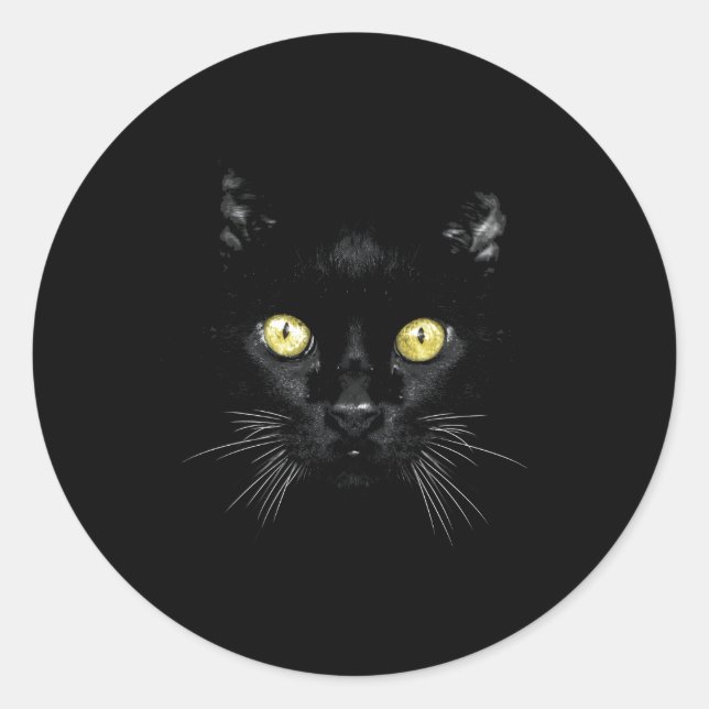 Adesivo Gato de Gato Preto com Olhos Amarelos Gato Gatinho (Frente)