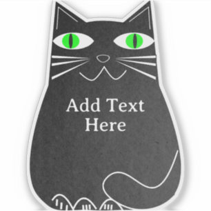 Adesivo Gato De Gordura Preto Com Texto Personalizado De O