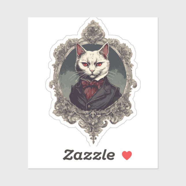 Adesivo Gato de Halloween, Gato de Vampiro (Folha)