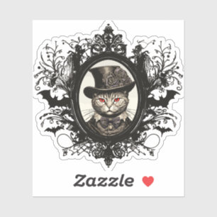 Adesivo Gato de Halloween, Gato de Vampiro, presas de dama