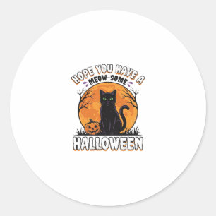 Adesivo Gato de Halloween Meow-Some Design de Gravura Vint