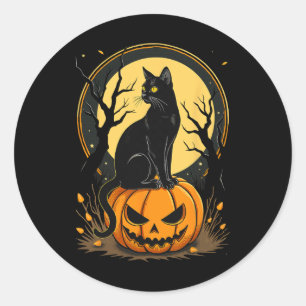 Adesivo Gato de Halloween Mulheres Engraçadas Queda Abóbor