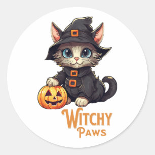 Adesivo Gato de Halloween Patas Bruxa