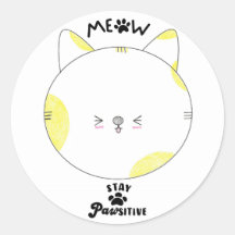 Gato de Kawaii Amarelo Amarelo Meow Permanece Posi