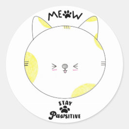 Adesivo Gato de Kawaii Amarelo Amarelo Meow Permanece Posi