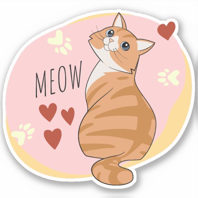 Adesivo Gato de laranja bonito (Frente)
