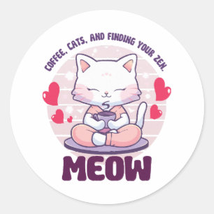 Adesivo Gato de meditação - Gato Kawaii