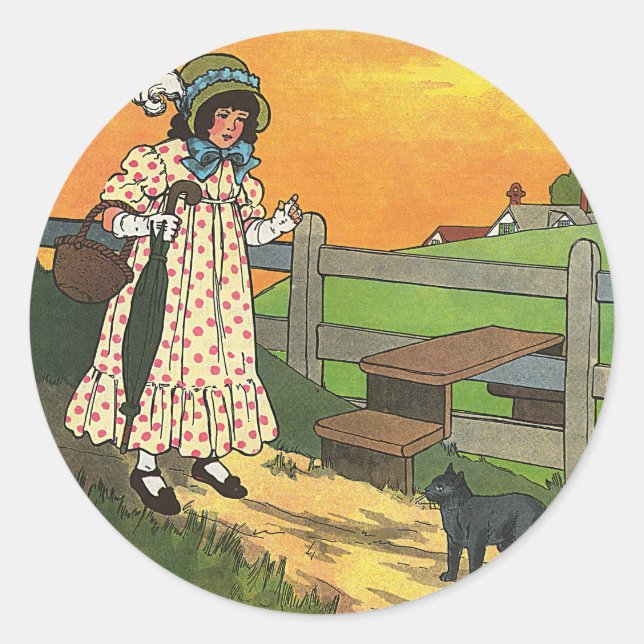 Adesivo Gato de merda onde você esteve? Madre Goose Rhyme (Frente)