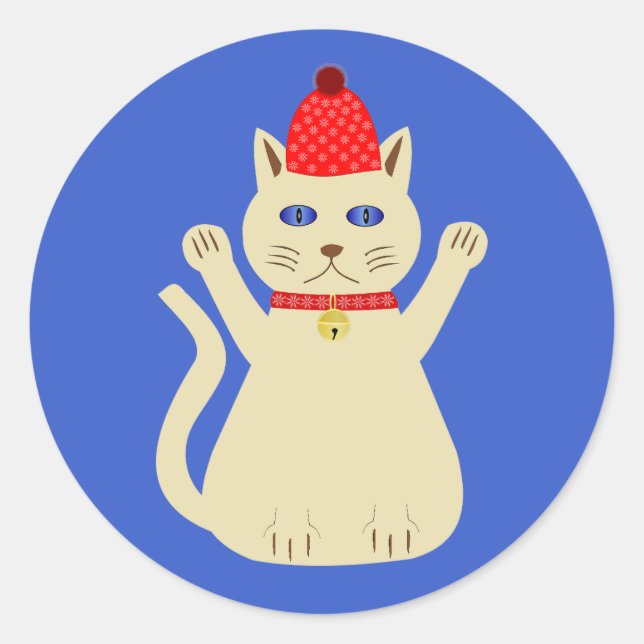 Adesivo Gato de Natal bonito (Frente)