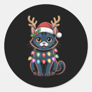 Adesivo Gato De Natal Bonito Com Feriados De Banho
