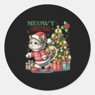 Adesivo Gato De Natal, Chapéu De Noel E Gatos Engraçados D