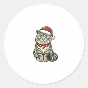 Adesivo Gato de Natal Chapéu do Papai Noel Design de Gravu
