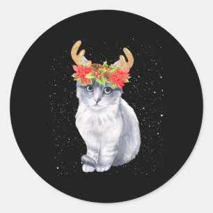Adesivo Gato De Natal Com Camisa De Passos De Ventilador C