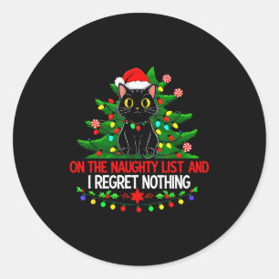 Adesivo Gato de Natal Engraçado Na Lista Travessa Eu Me Ar