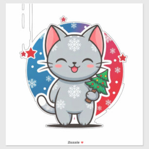 Adesivo Gato de Natal Fofo