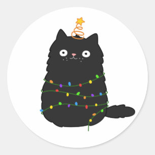 Adesivo Gato de Natal Gato Kawaii