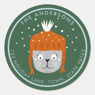 Adesivo Gato de Natal Gato Laranja Verde, Personalizável