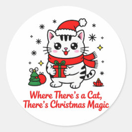 Adesivo Gato de Natal Kawaii em Vinil - Presente para Aman