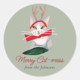 Adesivo Gato de Natal renas Feriado