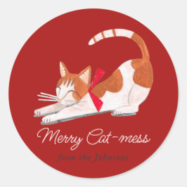 Adesivo Gato de Natal renas vermelho Feriado 