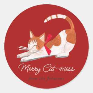 Adesivo Gato de Natal renas vermelho Feriado