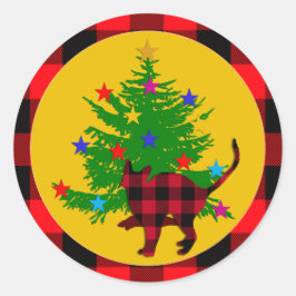 Adesivo Gato de Natal Russo, Árvore e xadrez de Buffalo Ve