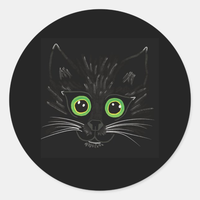 Adesivo Gato De Olhos Verdes Sorridentes (Frente)