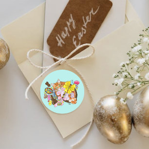 Adesivo Gato de Páscoa de Laranja