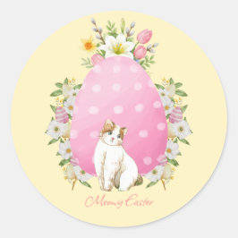 Adesivo Gato de Páscoa Floral Amarelo Fofo