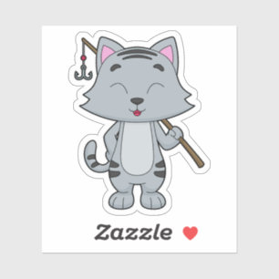 Adesivo Gato de Pesca e Pesca