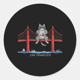 Adesivo Gato de São Francisco Ponte Golden Gate Café Gelad
