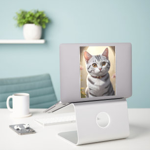 Adesivo Gato de Shorthair Americano Bonito com Olhos Grand