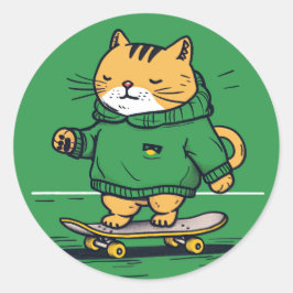 Adesivo Gato De Skate Engraçado No Skateboard