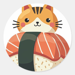 Adesivo Gato de Sushi