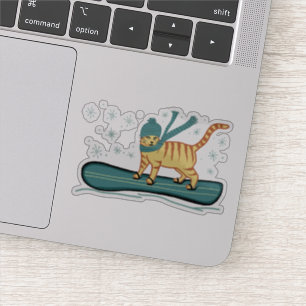 Adesivo Gato de Tabby de Snowboard