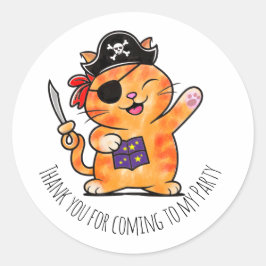 Adesivo Gato de tesouro de festa de aniversário pirata